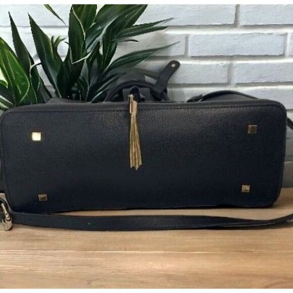 Dune London Black Faux Leather Large Satchel Bag, Gold Hardware, 14”x10” - Picture 3 of 8